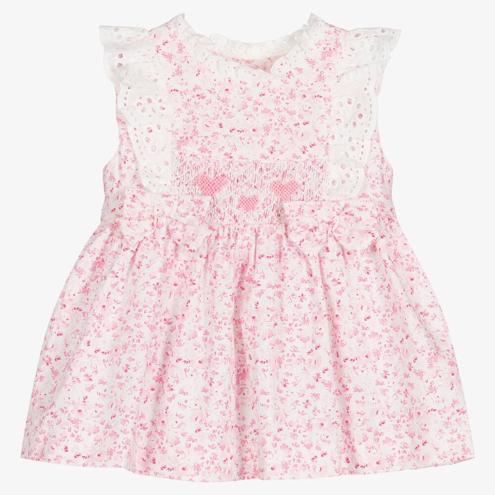 Caramelo Kids - Geblümtes Babykleid in Rosa & Weiß | Childrensalon