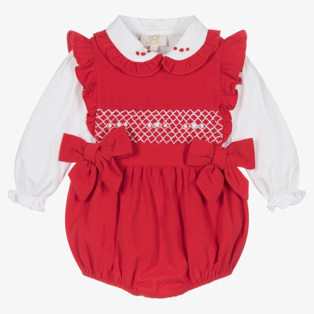 Caramelo Kids - Baby Girls Red Cotton Shortie Set | Childrensalon