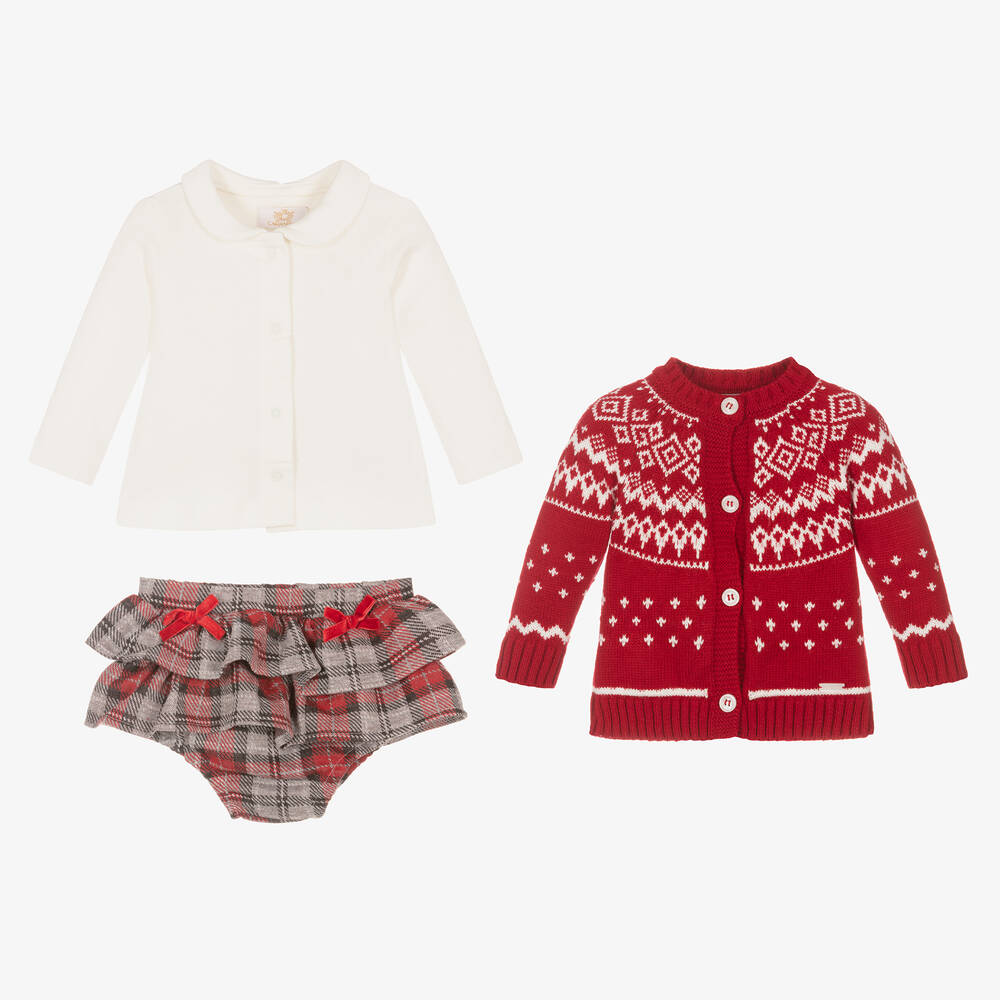 Caramelo Kids-طقم شورت قطن جيرسي لون أحمر ورمادي للمولودات | Childrensalon Outlet