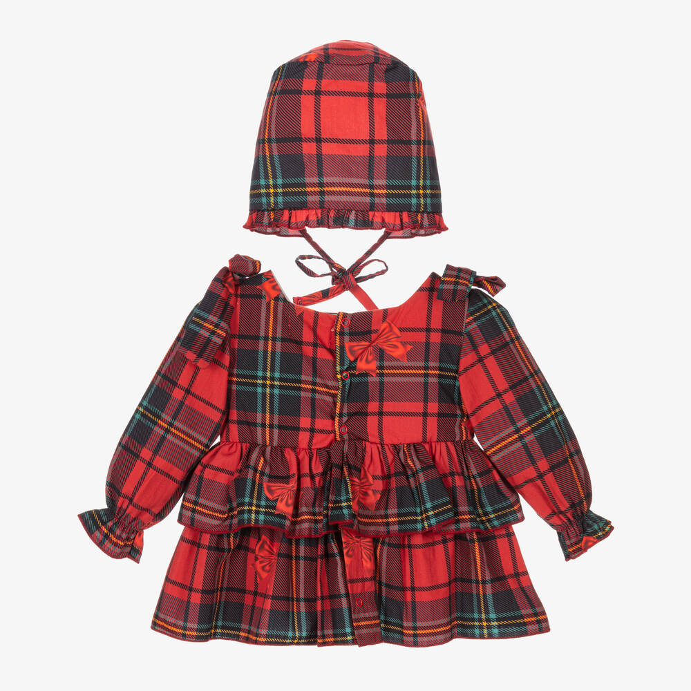 Caramelo Kids-Baby Girls Red Tartan Dress Set  | Childrensalon Outlet
