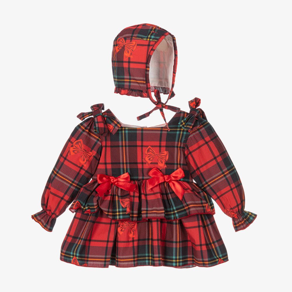 Caramelo Kids - Baby Girls Red Tartan Dress Set  | Childrensalon