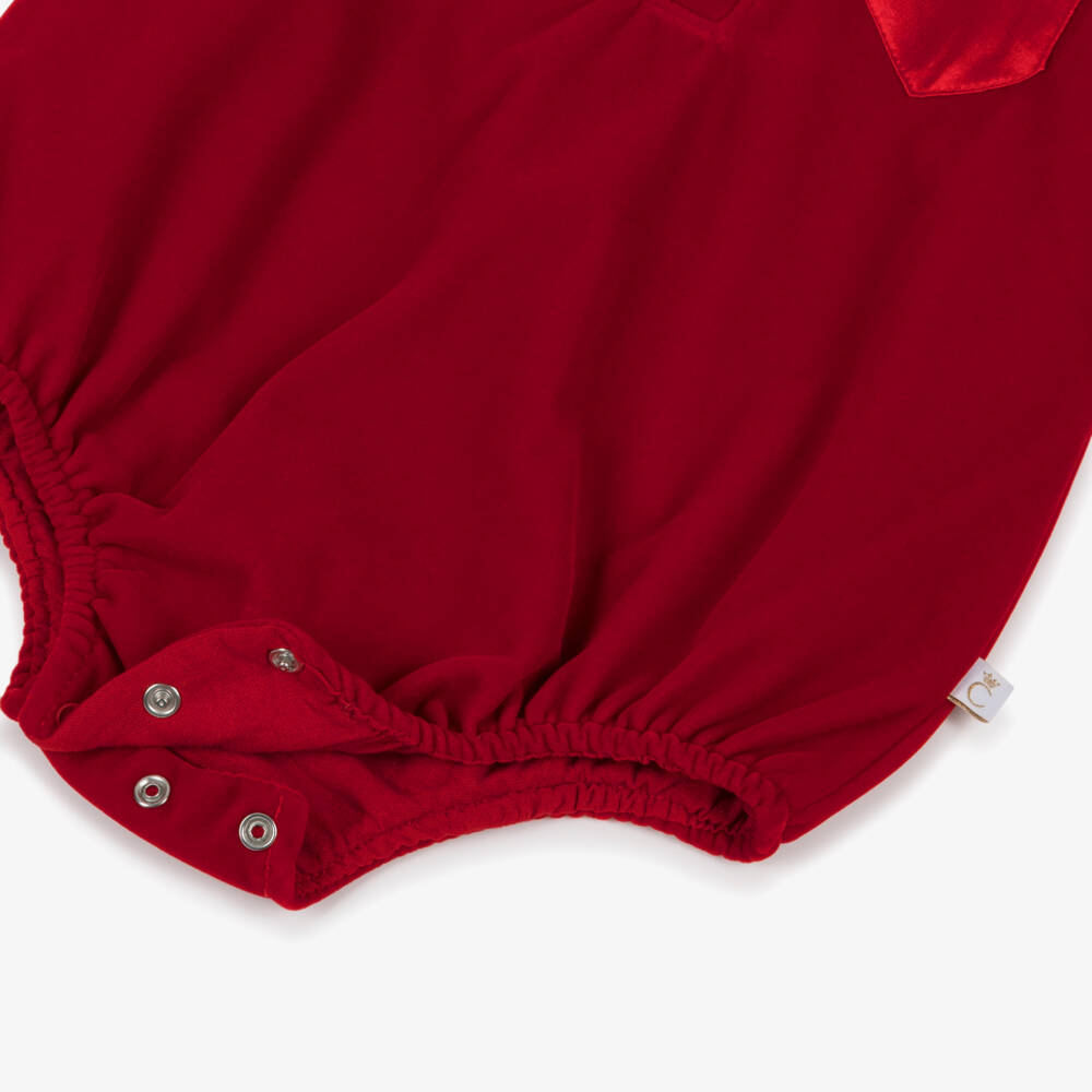 Caramelo Kids-Baby Girls Red Velvet Cotton Shortie | Childrensalon Outlet