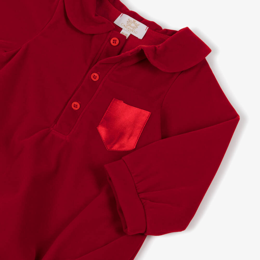 Caramelo Kids-Baby Girls Red Velvet Cotton Shortie | Childrensalon Outlet