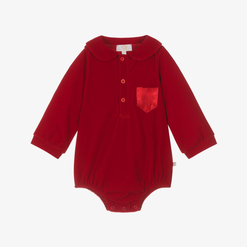Caramelo Kids-Baby Girls Red Velvet Cotton Shortie | Childrensalon Outlet