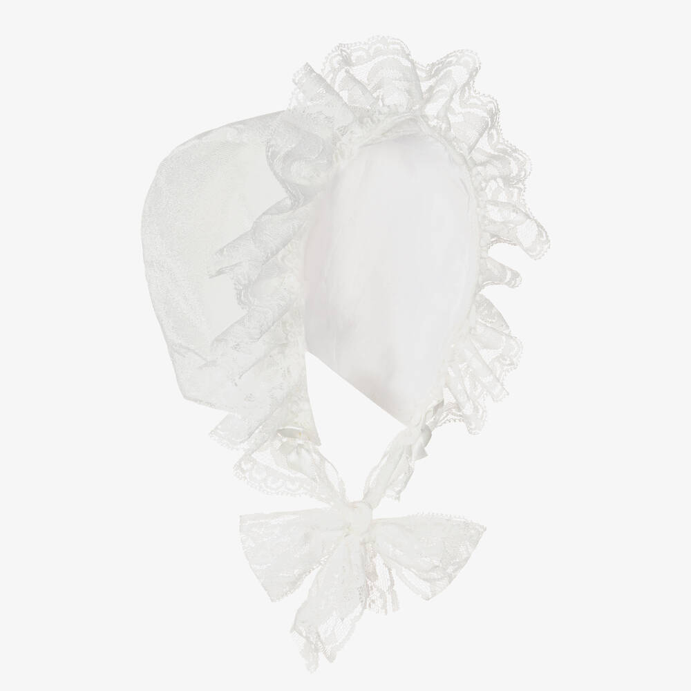 Caramelo Kids-Baby Girls White Velvet Bonnet | Childrensalon Outlet
