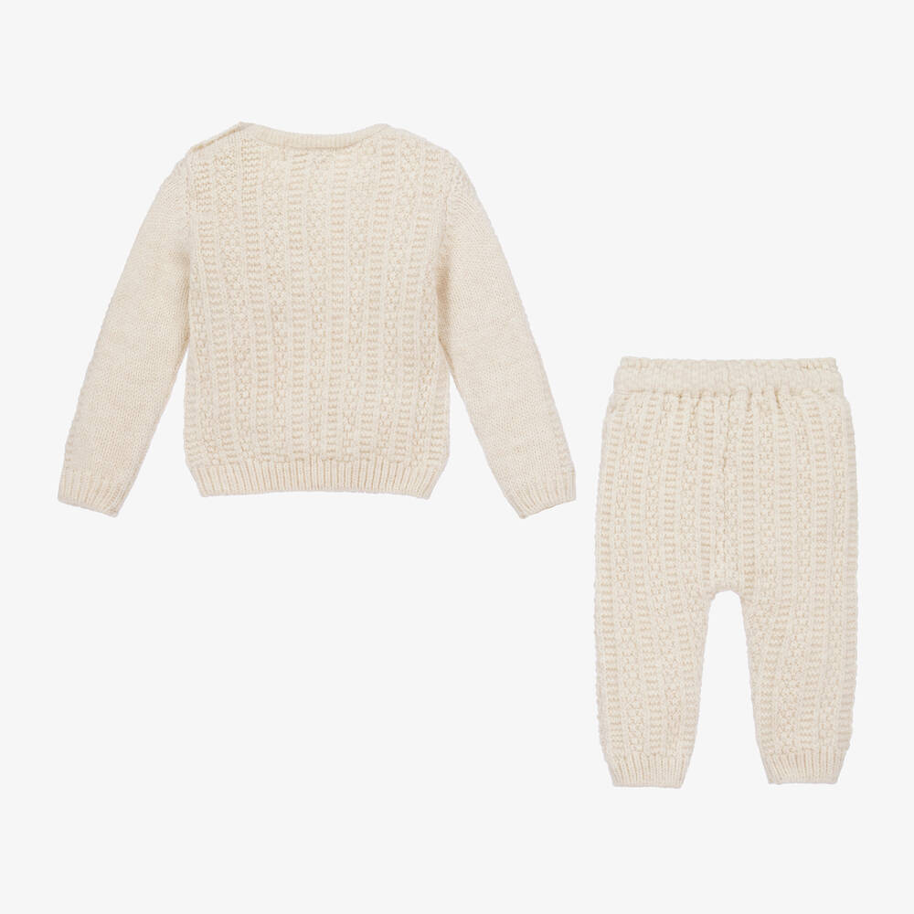 كاراميلو كيدز -طقم بنطلون مزيج صوف محبوك لون بيج فاتح | Childrensalon Outlet