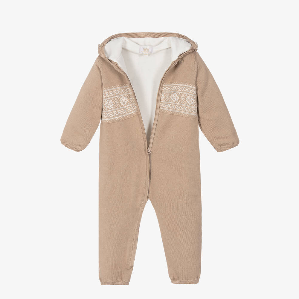 كاراميلو كيدز -أوفرول للخروج قطن محبوك لون بيج للأطفال | Childrensalon Outlet