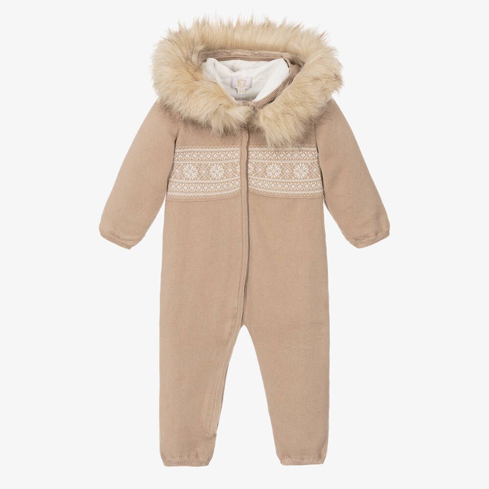 Caramelo Kids - Combi-pilote beige à motif jacquard | Childrensalon