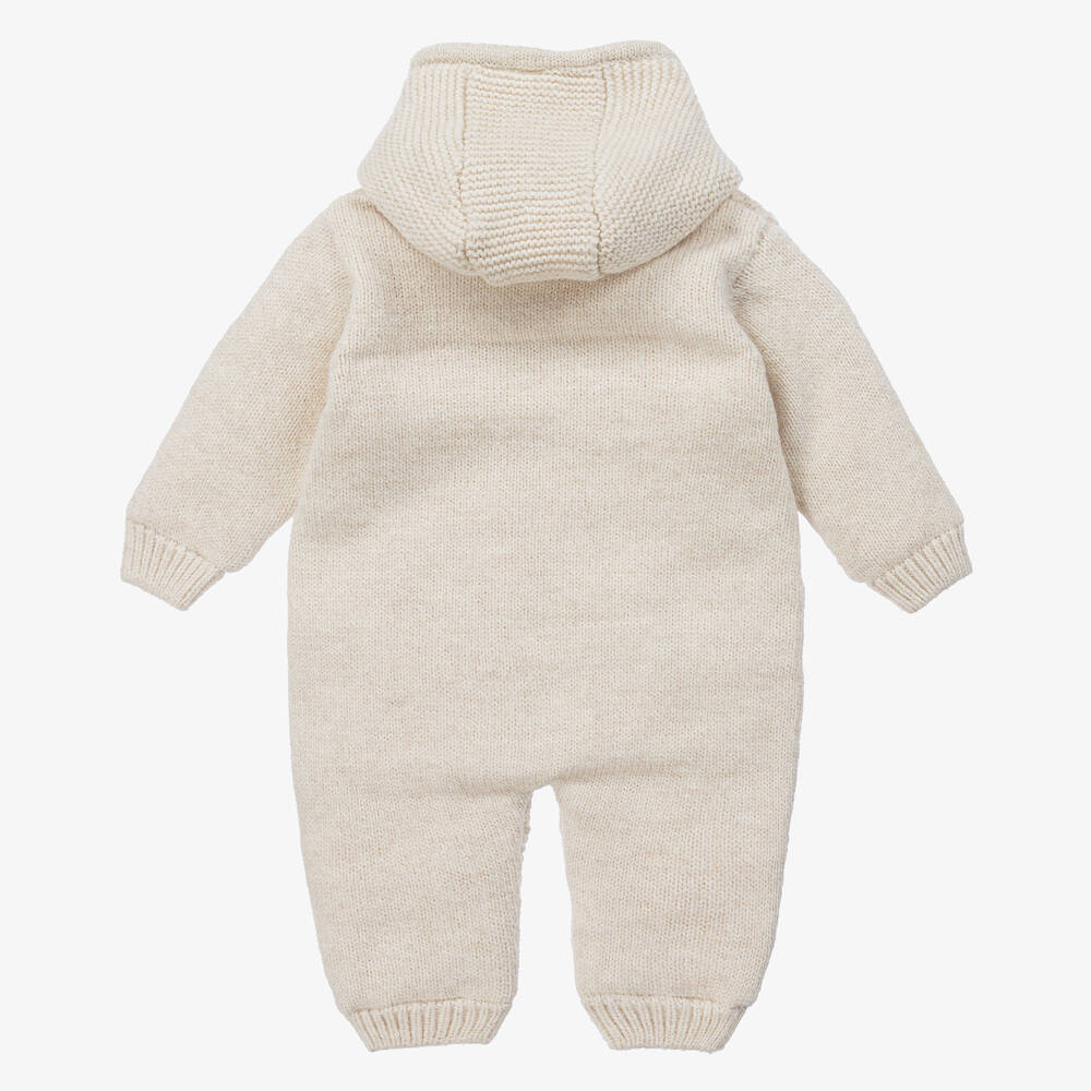 Caramelo Kids-Beige Knit Baby Pramsuit | Childrensalon Outlet