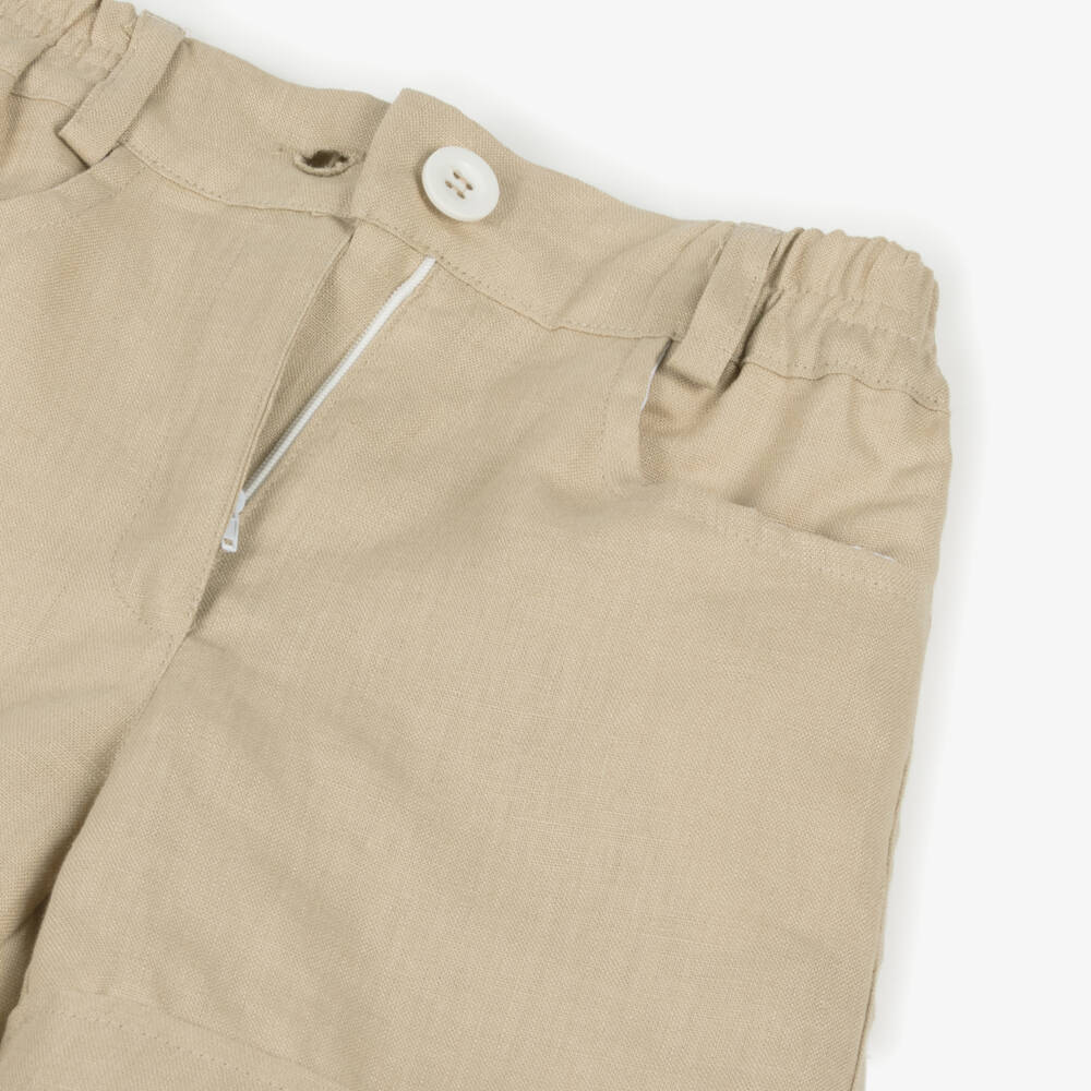 Caramelo Kids-طقم شورتات أولاد بلون بيج من مزيج الكتان | Childrensalon Outlet