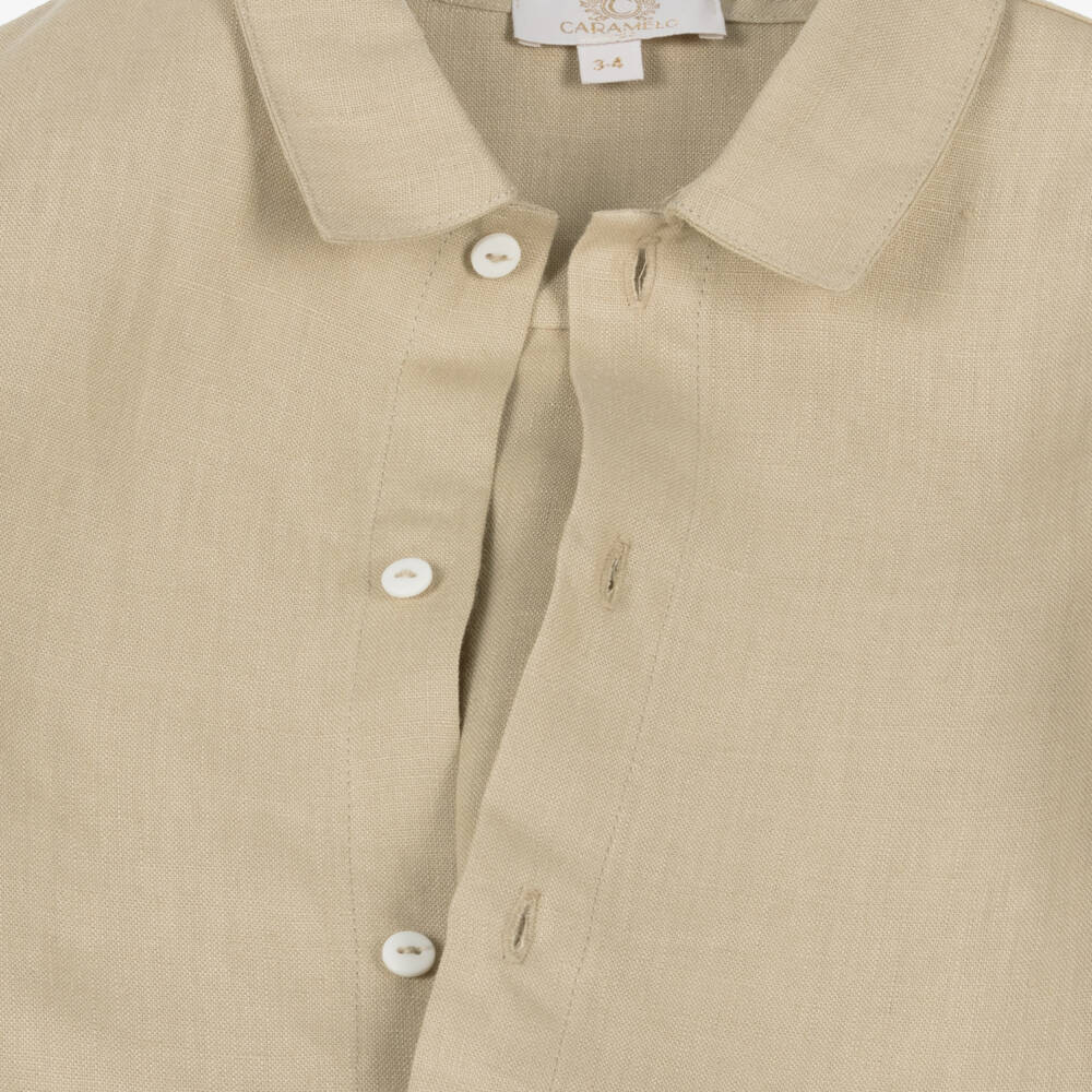 Caramelo Kids-طقم شورتات أولاد بلون بيج من مزيج الكتان | Childrensalon Outlet
