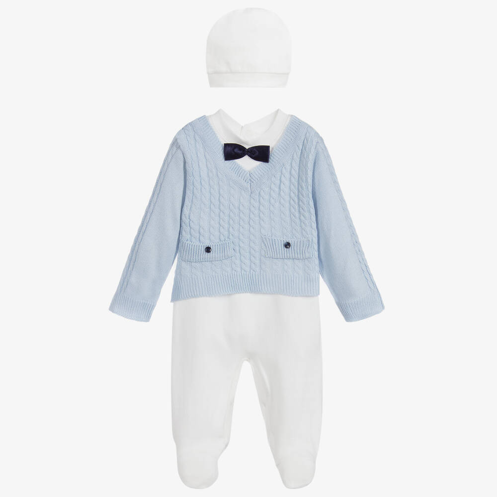 Caramelo Kids - Blue Bow Tie Babysuit Set | Childrensalon
