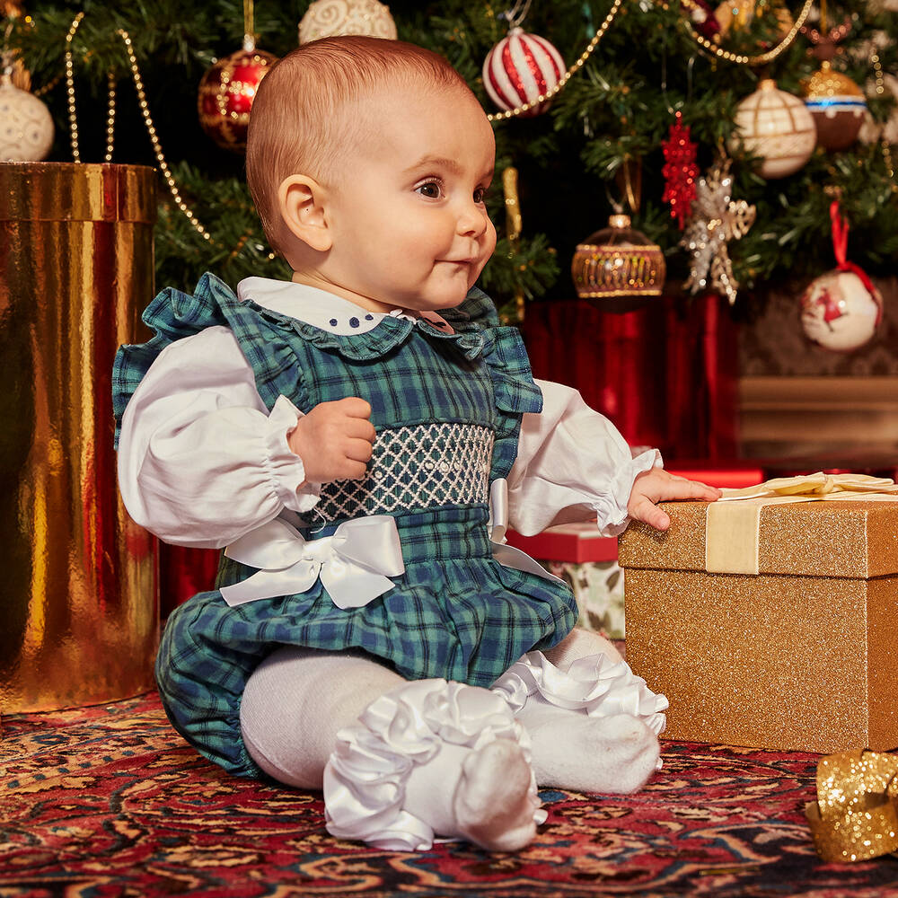 Caramelo Kids-Blue Checked Baby Shortie Set | Childrensalon Outlet