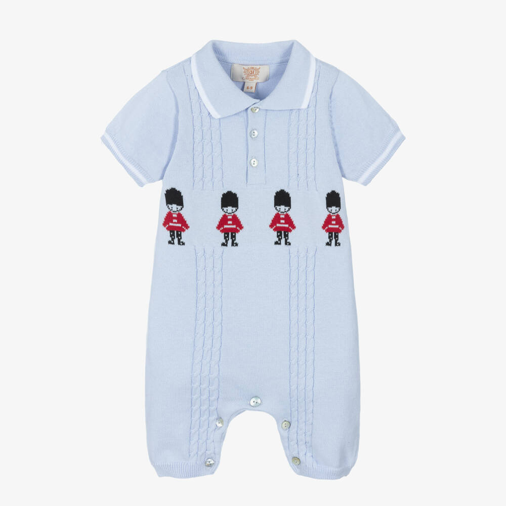 Caramelo Kids-Blue Cotton Knit Baby Shortie | Childrensalon Outlet