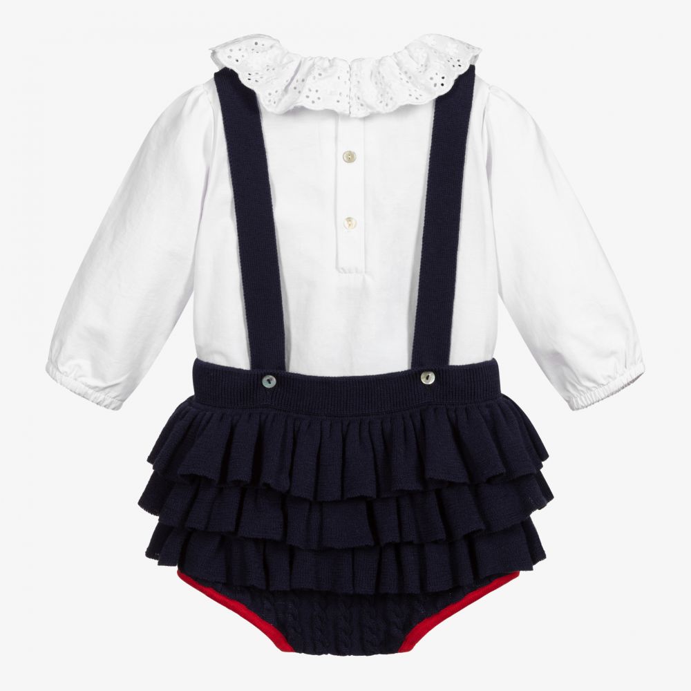 كاراميلو كيدز -طقم دانغريز قطن لون كحلي وأبيض للمولودات | Childrensalon Outlet