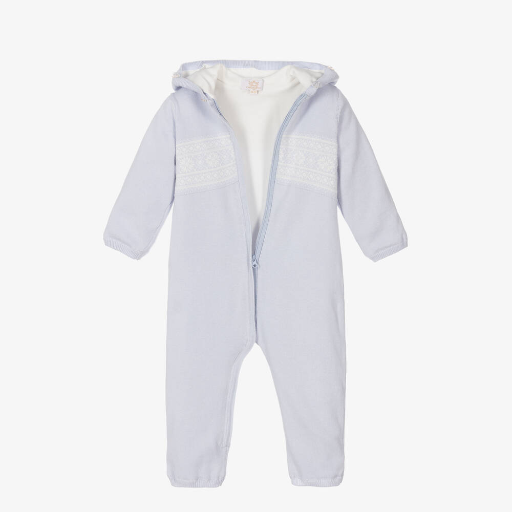 كاراميلو كيدز -أوفرول للخروج قطن محبوك لون أزرق للأطفال | Childrensalon Outlet