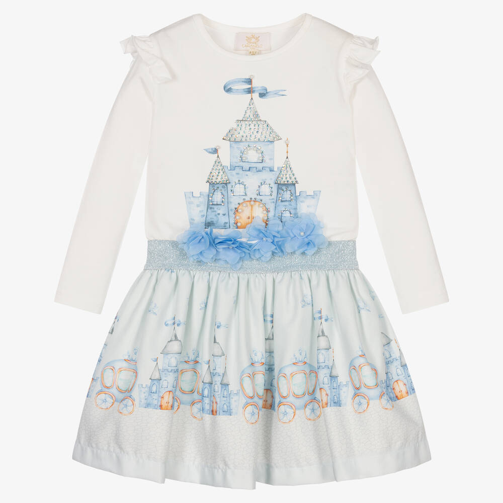 Caramelo Kids - Blue Fairy Castle Skirt Set  | Childrensalon