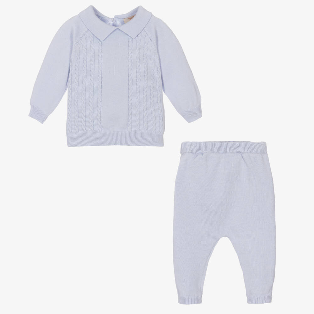 Caramelo Kids-Blue Knit Top & Trousers Set | Childrensalon Outlet