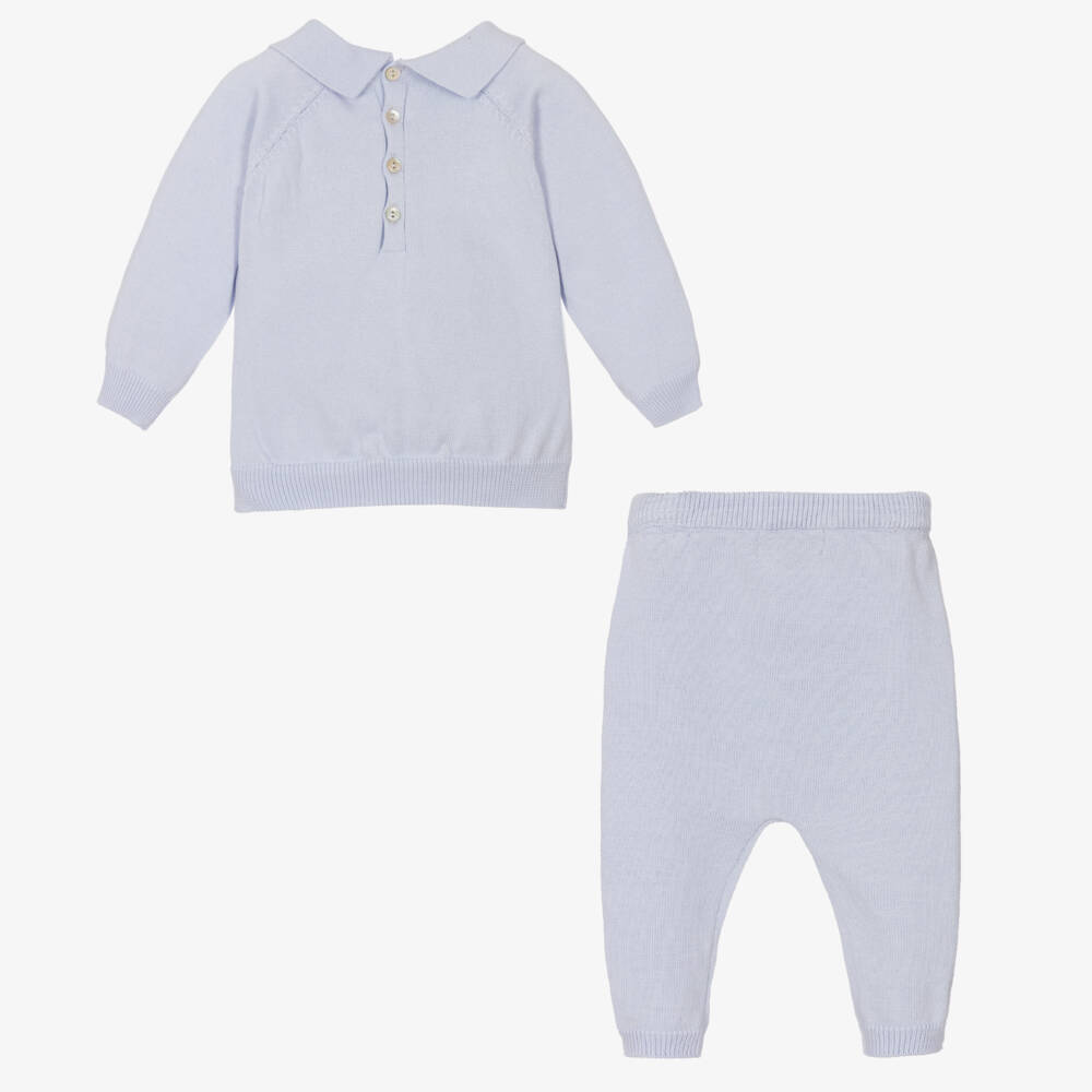 Caramelo Kids-Blue Knit Top & Trousers Set | Childrensalon Outlet