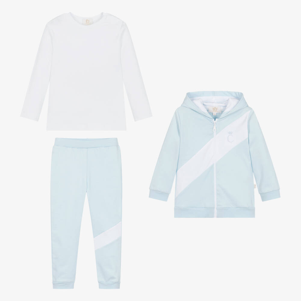 Caramelo Kids-Boys Azure Three-Piece Tracksuit | Childrensalon Outlet