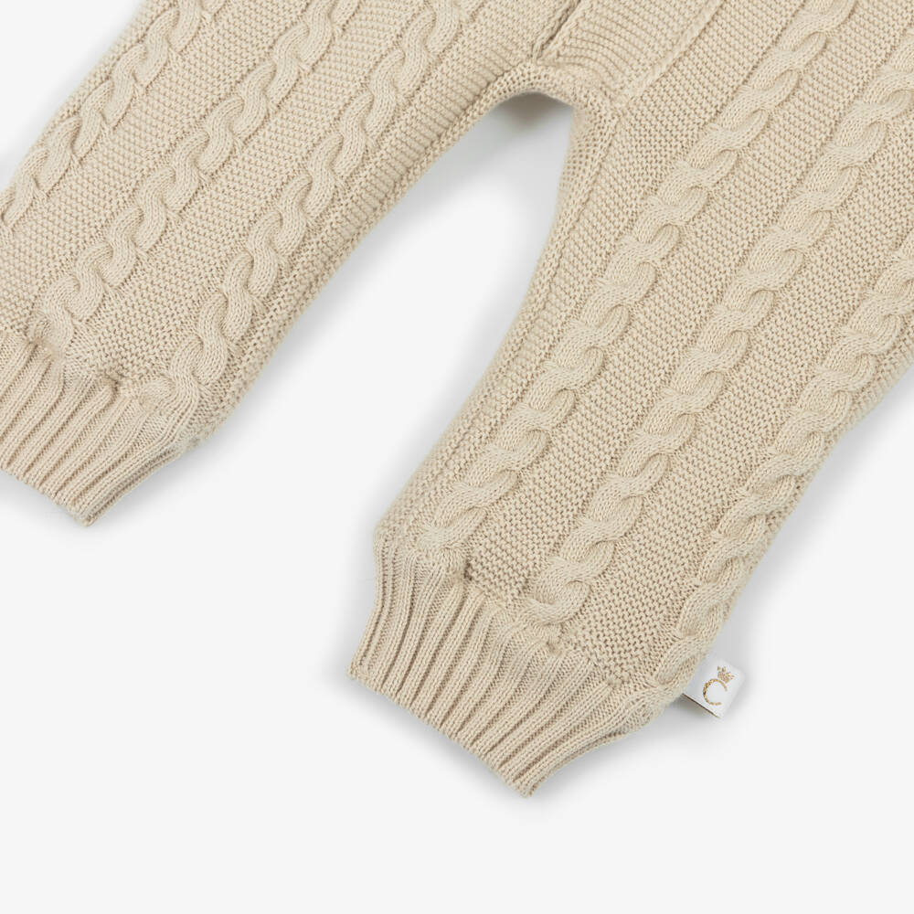 Caramelo Kids-Boys Beige Cable Knit Pramsuit | Childrensalon Outlet