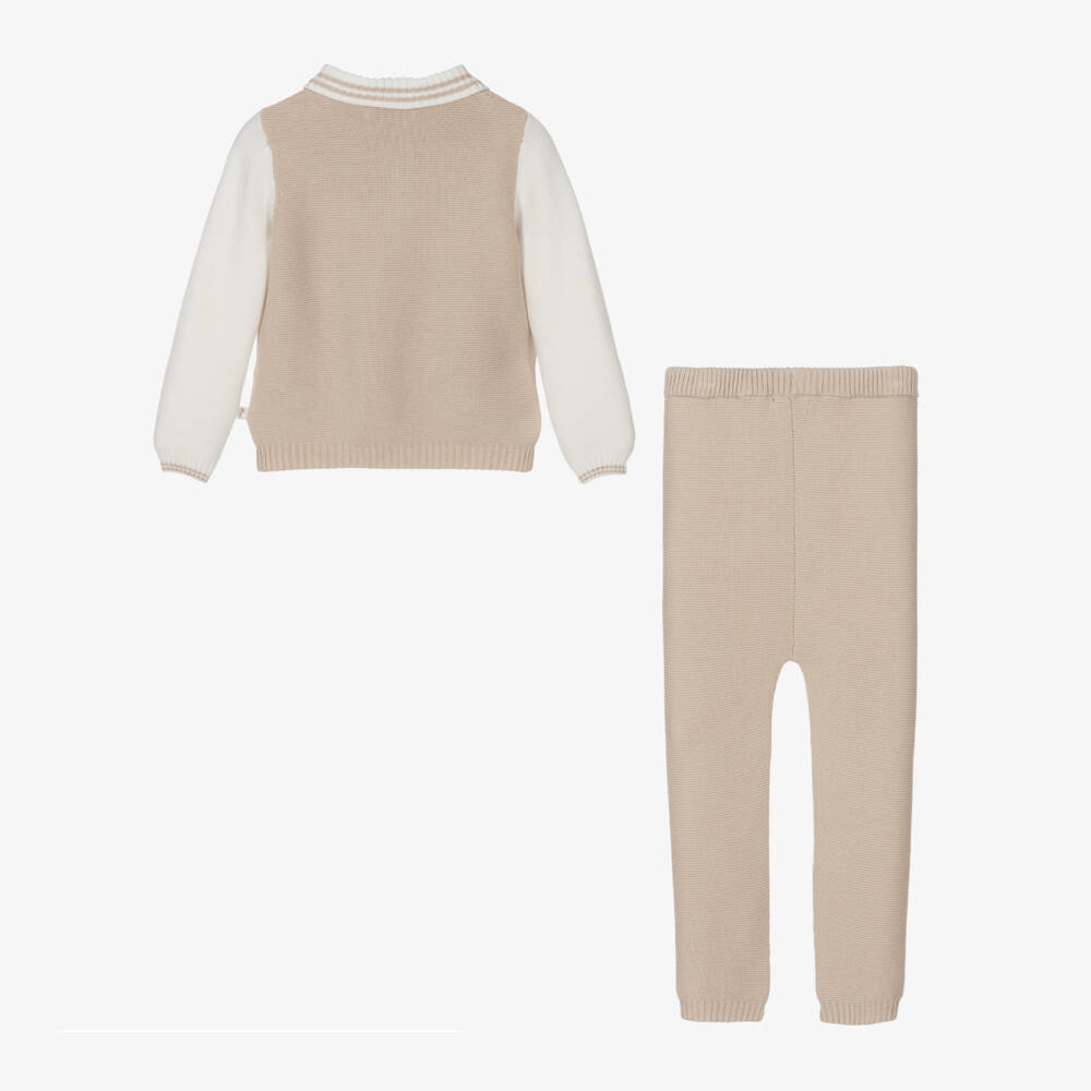 Caramelo Kids-Boys Beige Knit Cotton Ensemble | Childrensalon Outlet