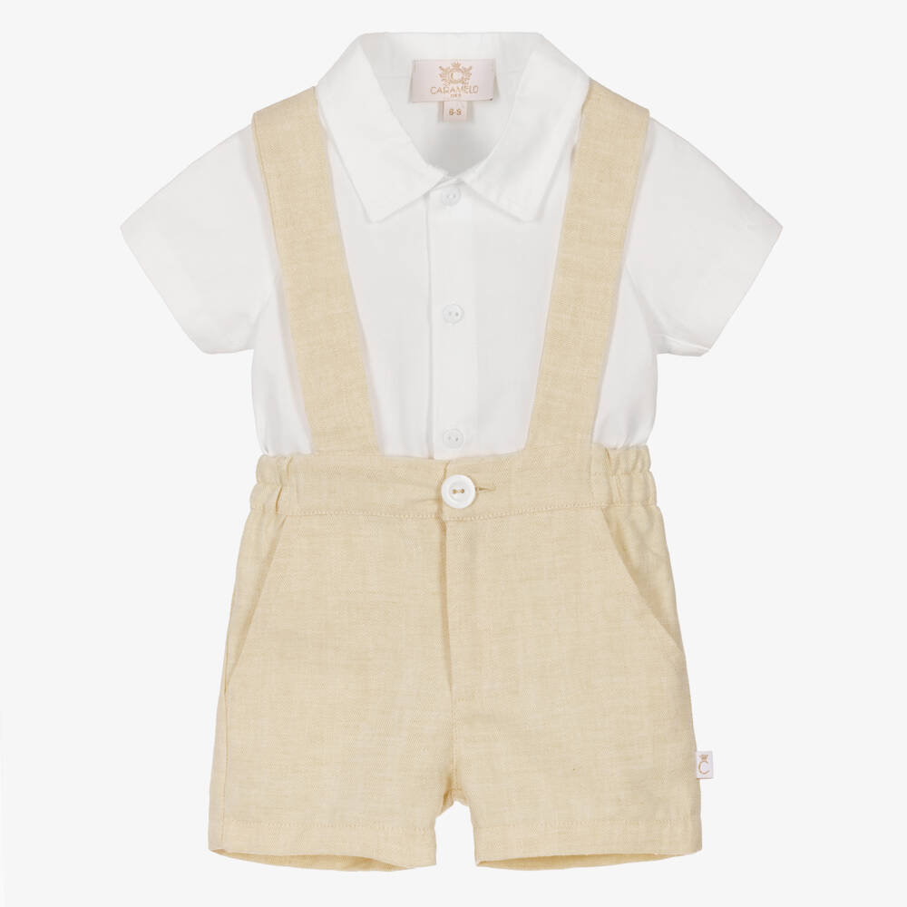 Caramelo Kids-Бежевый льняной комплект шорт для мальчиков | Childrensalon Outlet