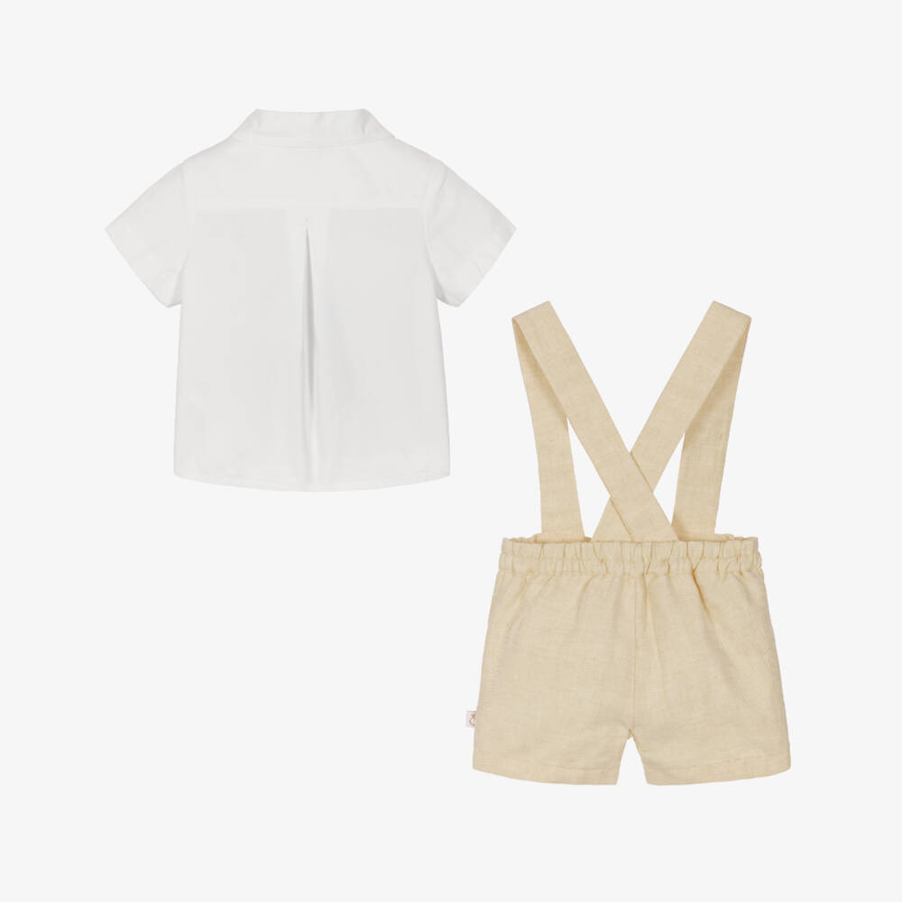 Caramelo Kids-Boys Beige Linen Shorts Ensemble | Childrensalon Outlet