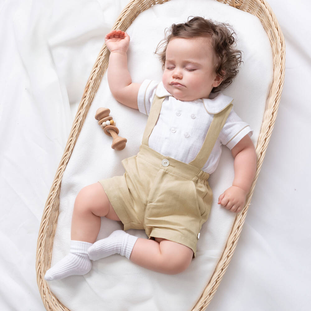 Caramelo Kids-Boys Beige Linen Shorts Ensemble | Childrensalon Outlet