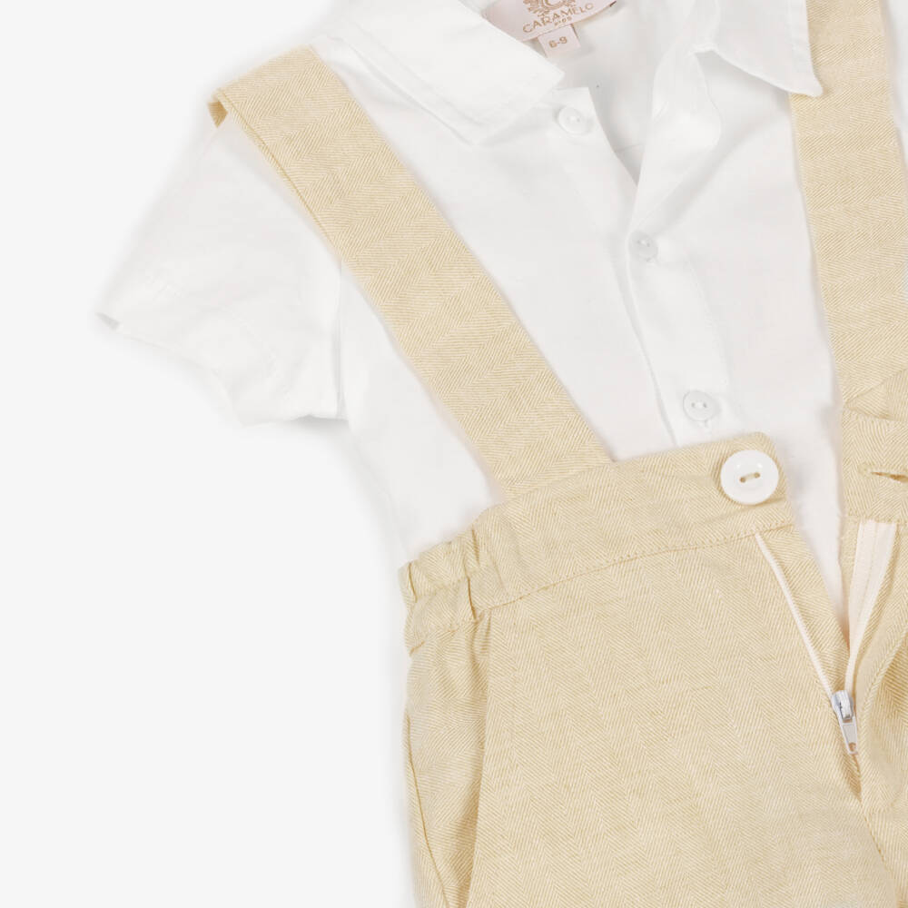 Caramelo Kids-Boys Beige Linen Shorts Ensemble | Childrensalon Outlet