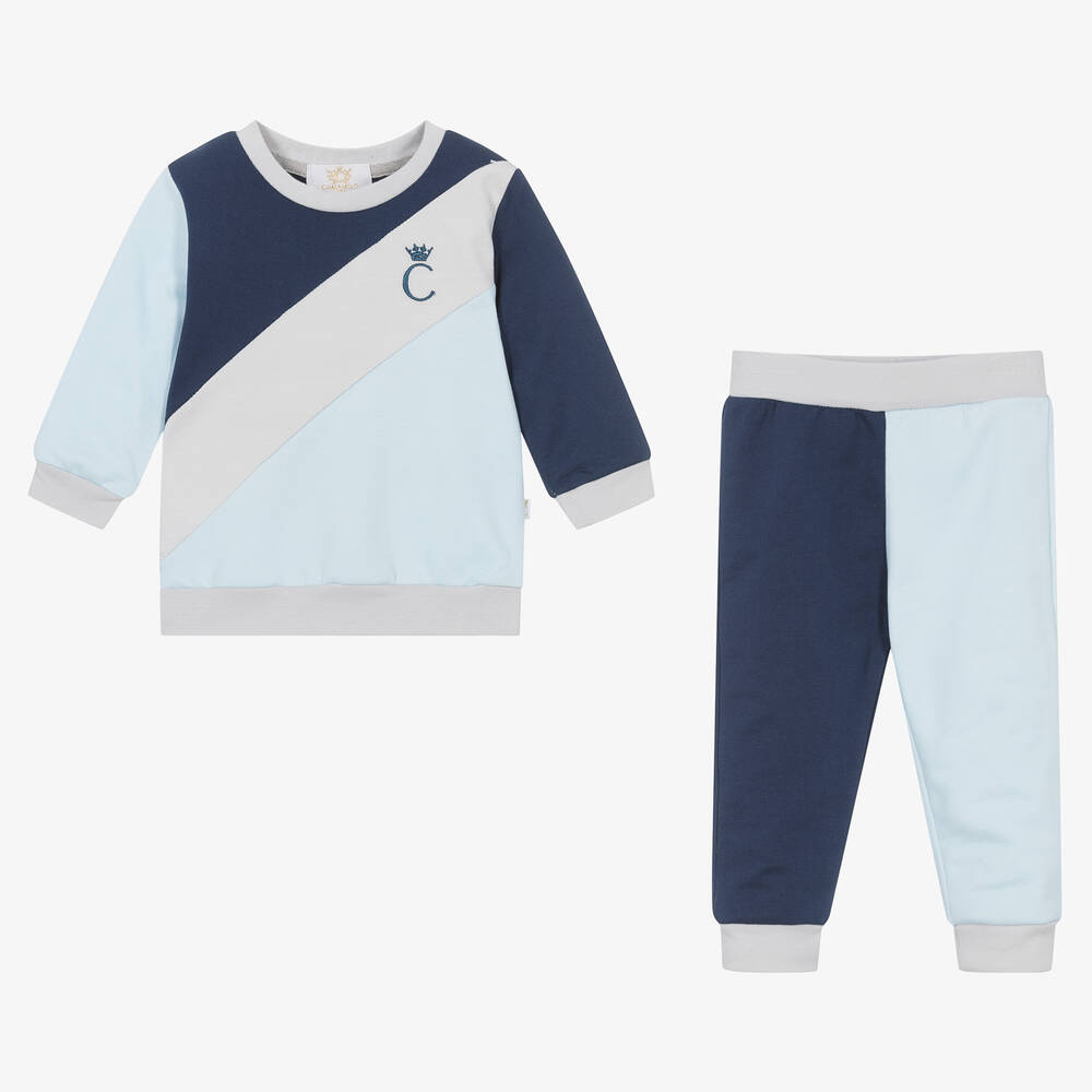 Caramelo Kids-Boys Blue Colourblock Tracksuit | Childrensalon Outlet