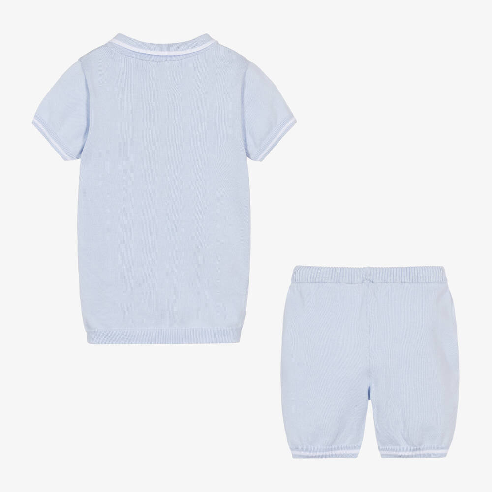 Caramelo Kids-طقم شورت قطن محبوك لون أزرق للأولاد | Childrensalon Outlet
