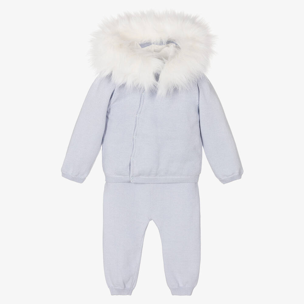 Caramelo Kids-Boys Blue Cotton Knit Trousers Set | Childrensalon Outlet
