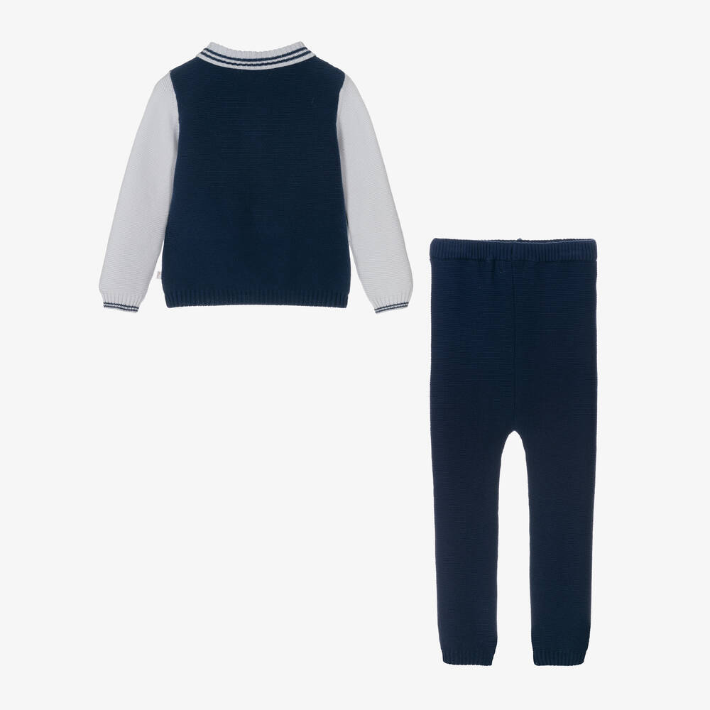 Caramelo Kids-Boys Blue Cotton Knit Trousers Set | Childrensalon Outlet