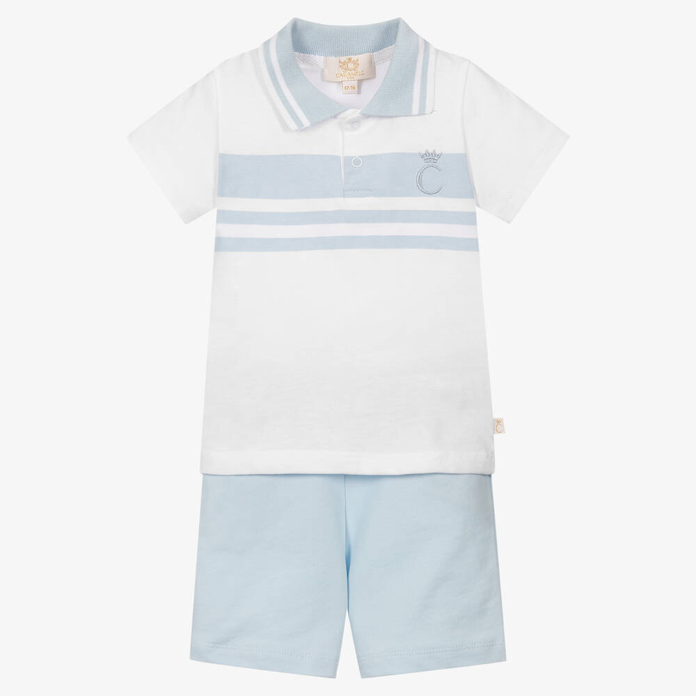 Caramelo Kids-Boys Blue Cotton Shorts Set | Childrensalon Outlet