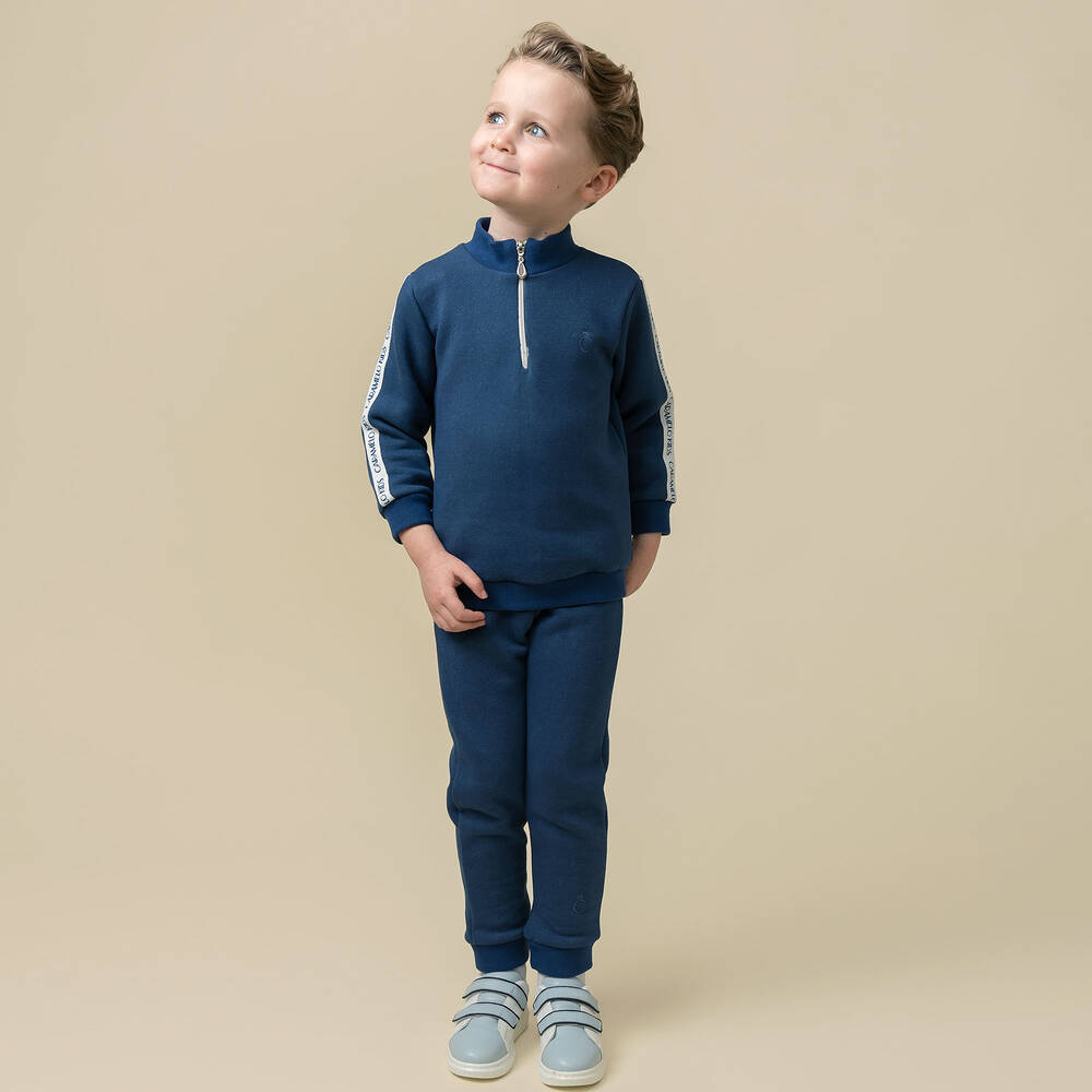 Caramelo Kids-بدلة رياضية قطن جيرسي لون أزرق للأولاد | Childrensalon Outlet