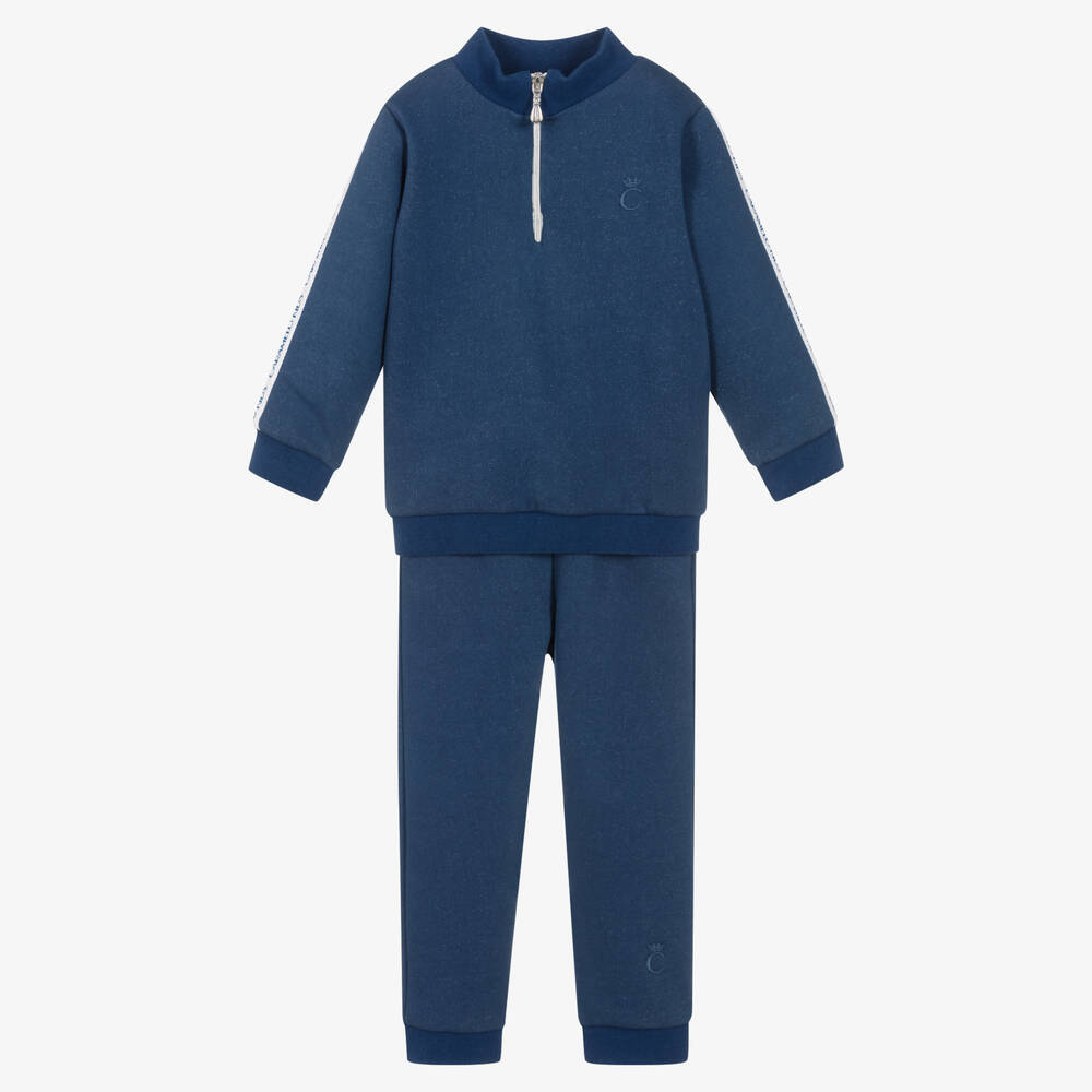 Caramelo Kids - Boys Blue Cotton Tracksuit | Childrensalon