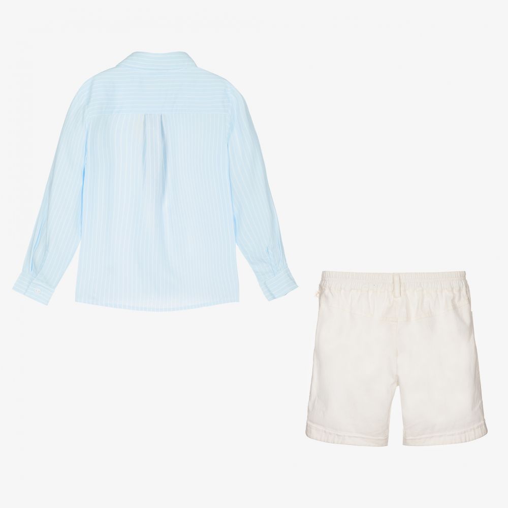 Caramelo Kids-Boys Blue & Ivory Shorts Set | Childrensalon Outlet