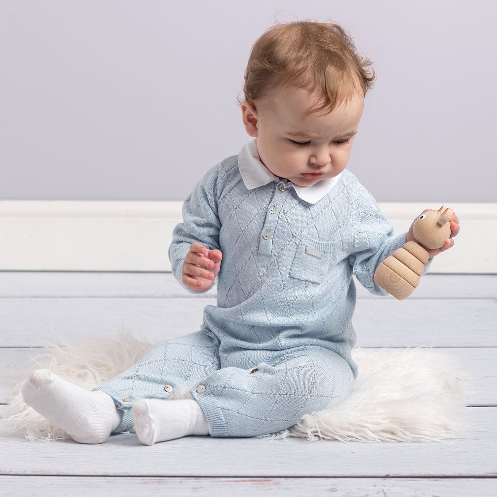 Caramelo Kids Combinaison bleue en maille Bebe garcon Childrensalon Outlet