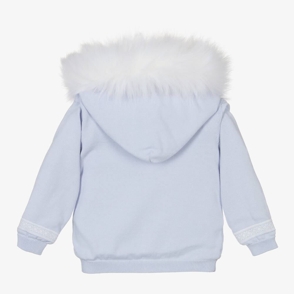 Caramelo Kids-Boys Blue Knitted Fair Isle Zip-Up Hoodie | Childrensalon Outlet