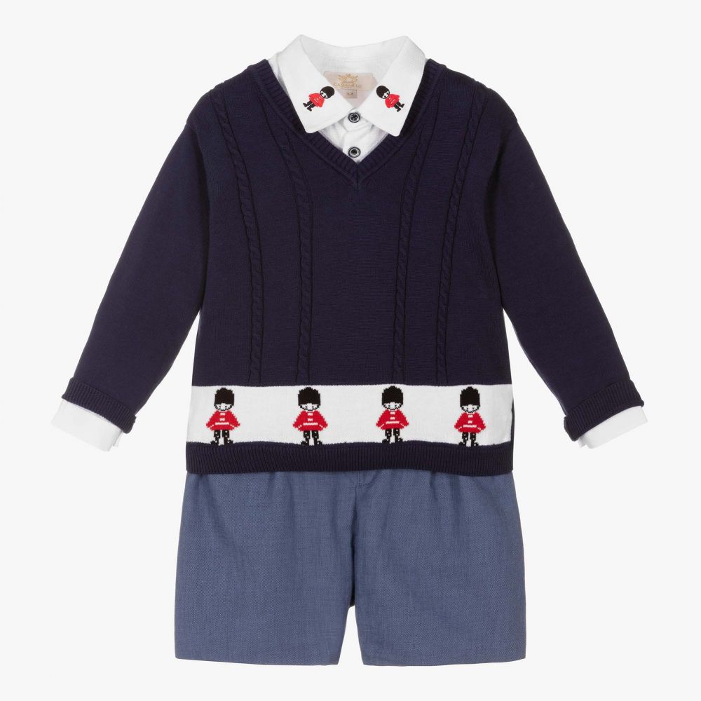 Caramelo Kids-Boys Blue Soldier Shorts Set | Childrensalon Outlet