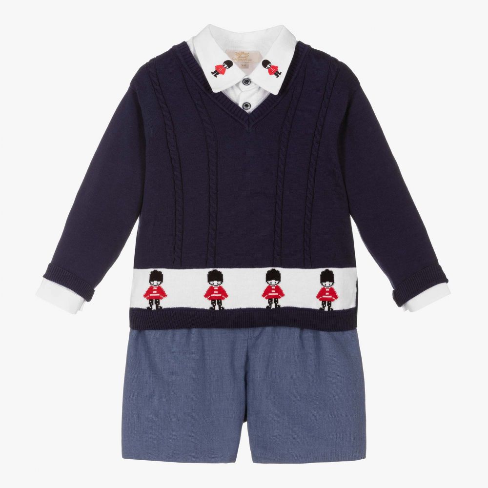 Caramelo Kids - Boys Blue Soldier Shorts Set | Childrensalon