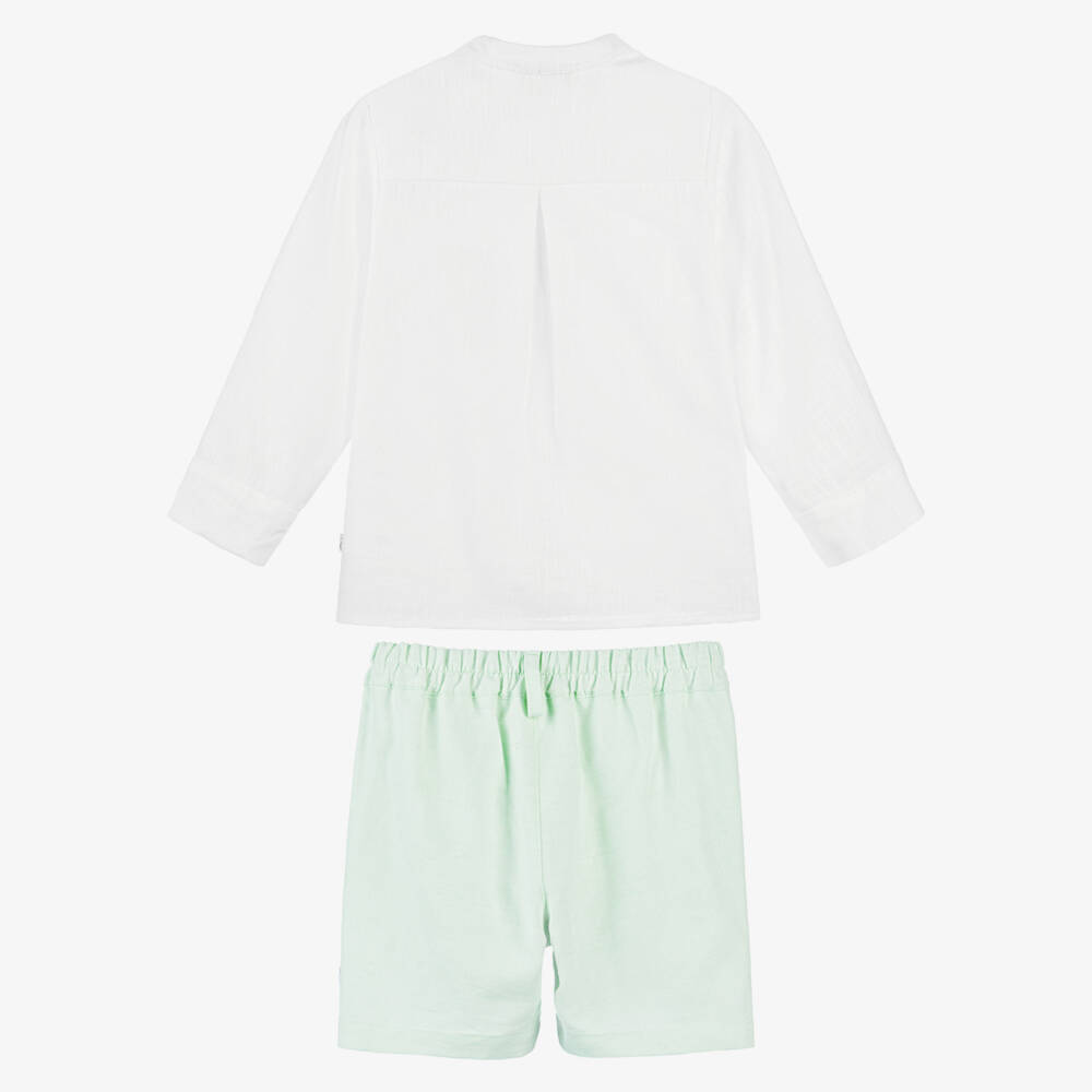Caramelo Kids-Boys Cool Mint Linen Shorts Set | Childrensalon Outlet