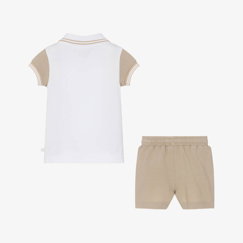 Caramelo Kids-Boys Cotton Beige Polo Ensemble | Childrensalon Outlet