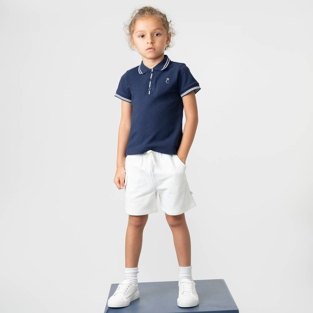 Caramelo Kids-Элегантный синий и белый хлопковый комплект для мальчиков | Childrensalon Outlet