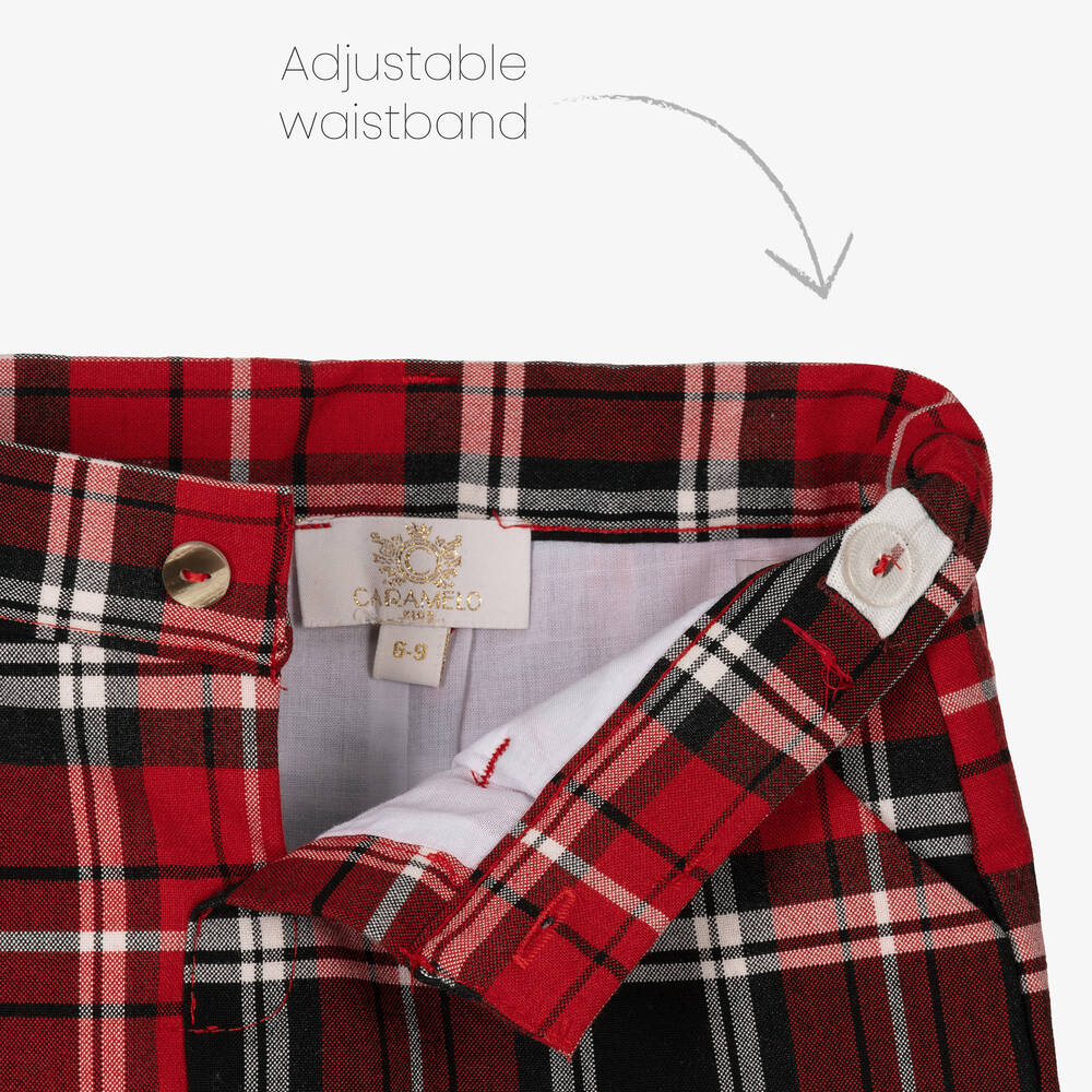 Caramelo Kids-Boys Festive Red Tartan Shorts Set | Childrensalon Outlet
