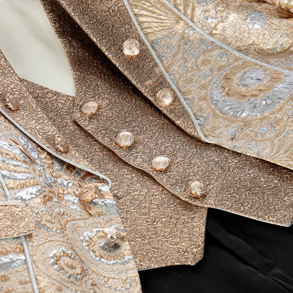 Caramelo Kids-Золотисто-черный костюм из парчи для мальчиков | Childrensalon Outlet