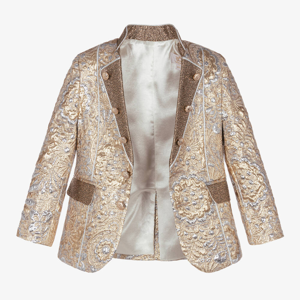 Caramelo Kids-Золотисто-черный костюм из парчи для мальчиков | Childrensalon Outlet