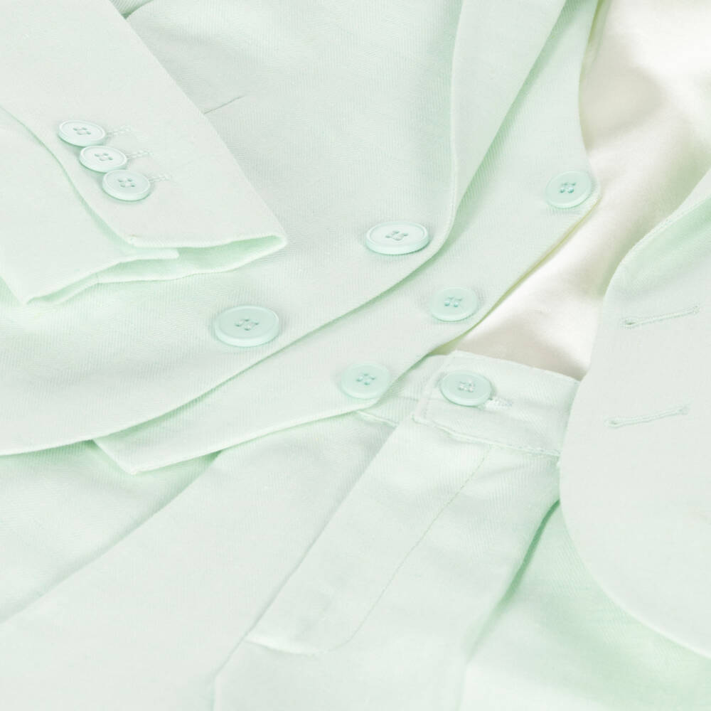 Caramelo Kids-Boys Green Linen & Cotton Shorts Suit | Childrensalon Outlet