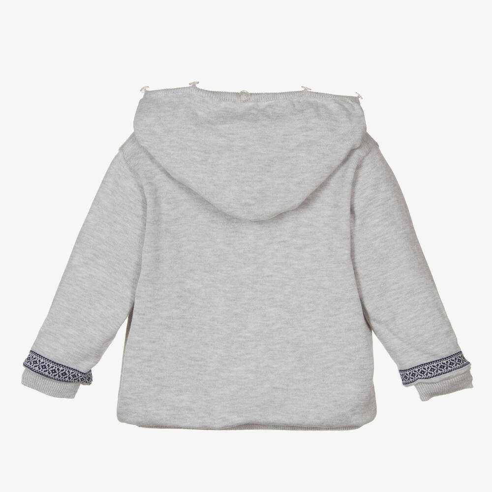 Caramelo Kids-Boys Grey Knitted Fair Isle Zip-Up Hoodie | Childrensalon Outlet